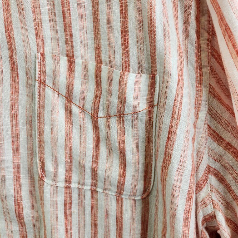 Tommy Bahama Relax Shirt Mens XL Orange Striped Linen Long Sleeve Pocket - Picture 3 of 14